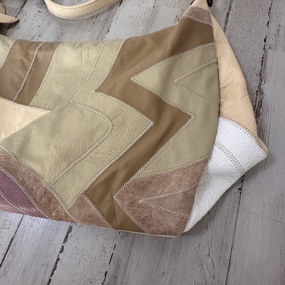 CHI Carlos Falchi Purse Shoulder Bag Cowhide Leather Patchwork Y2K Retro 70s Zip - Picture 2 of 11